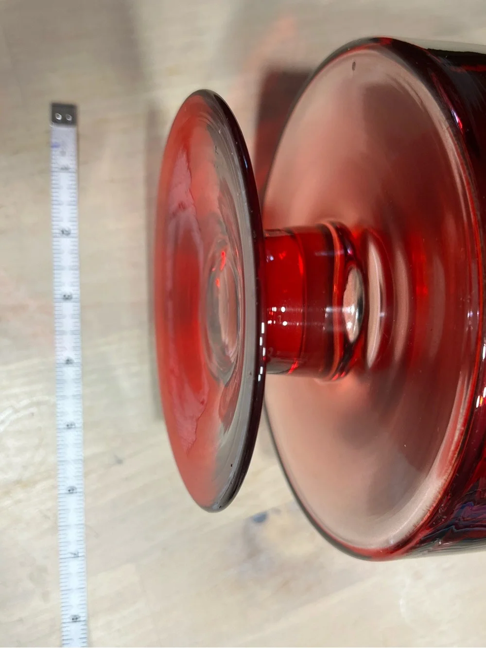 C+B Metallic Red Chevron Glass Hurricane Pedestal Vase